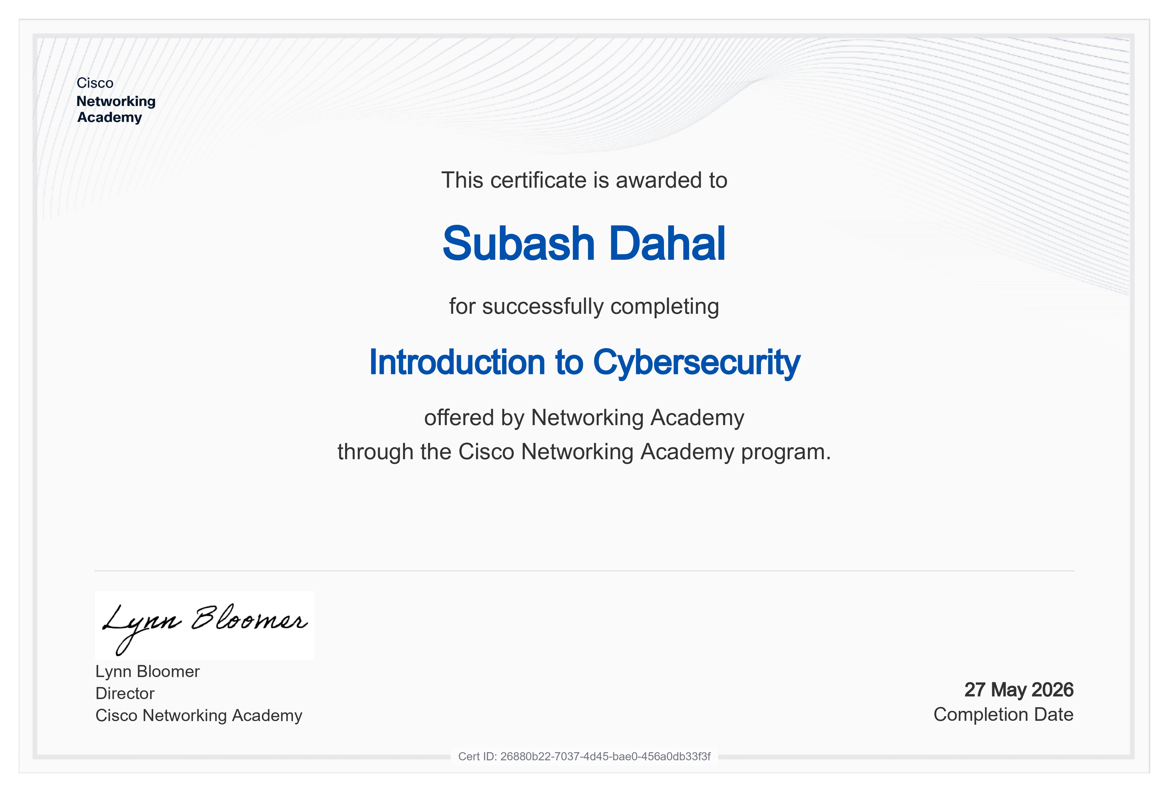 Basic Cybersecurity certificate